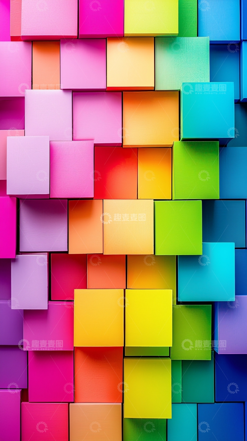 高清大图下载【趣麦麦图】彩色方块堆叠