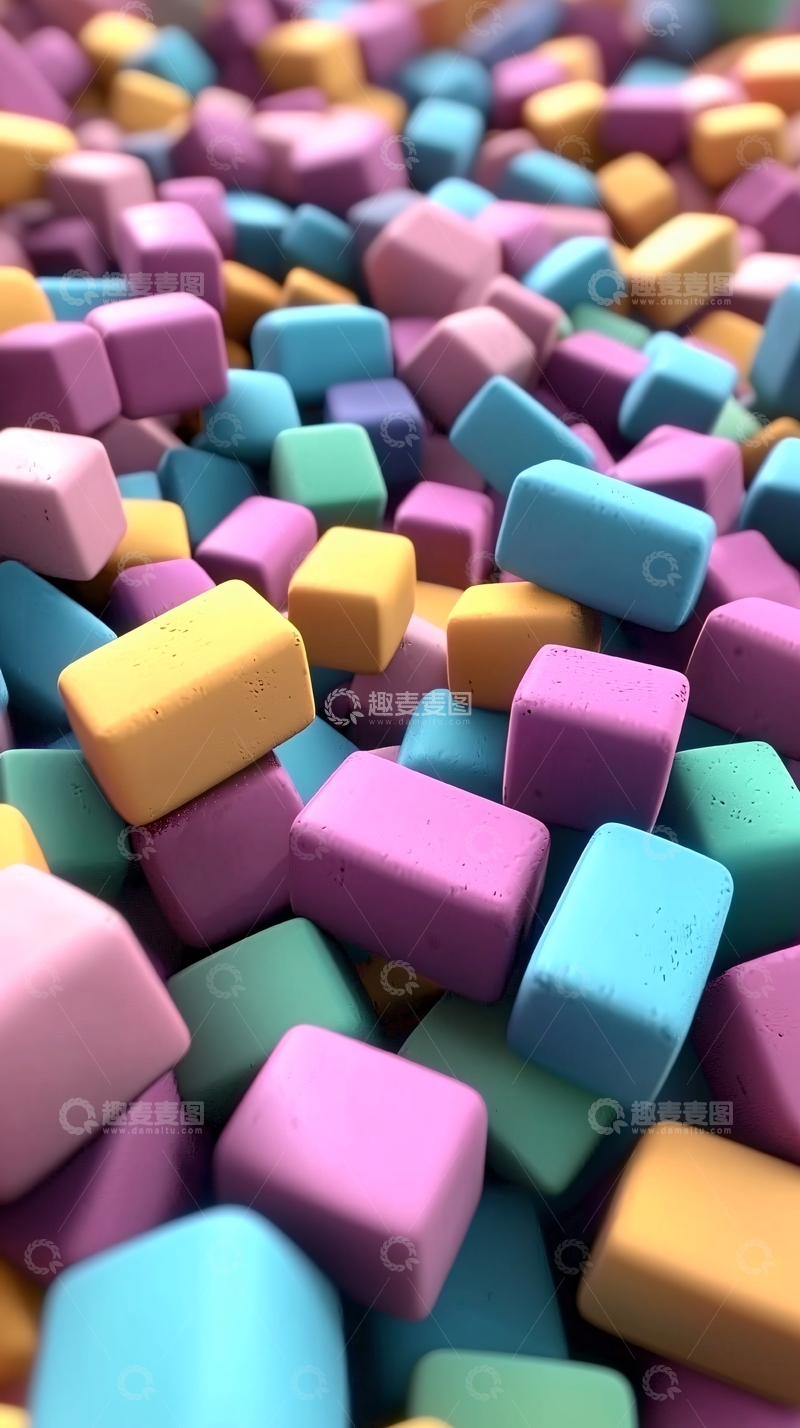 高清大图下载【趣麦麦图】彩色方块堆积