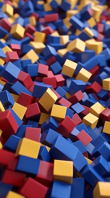 红黄蓝方块堆积