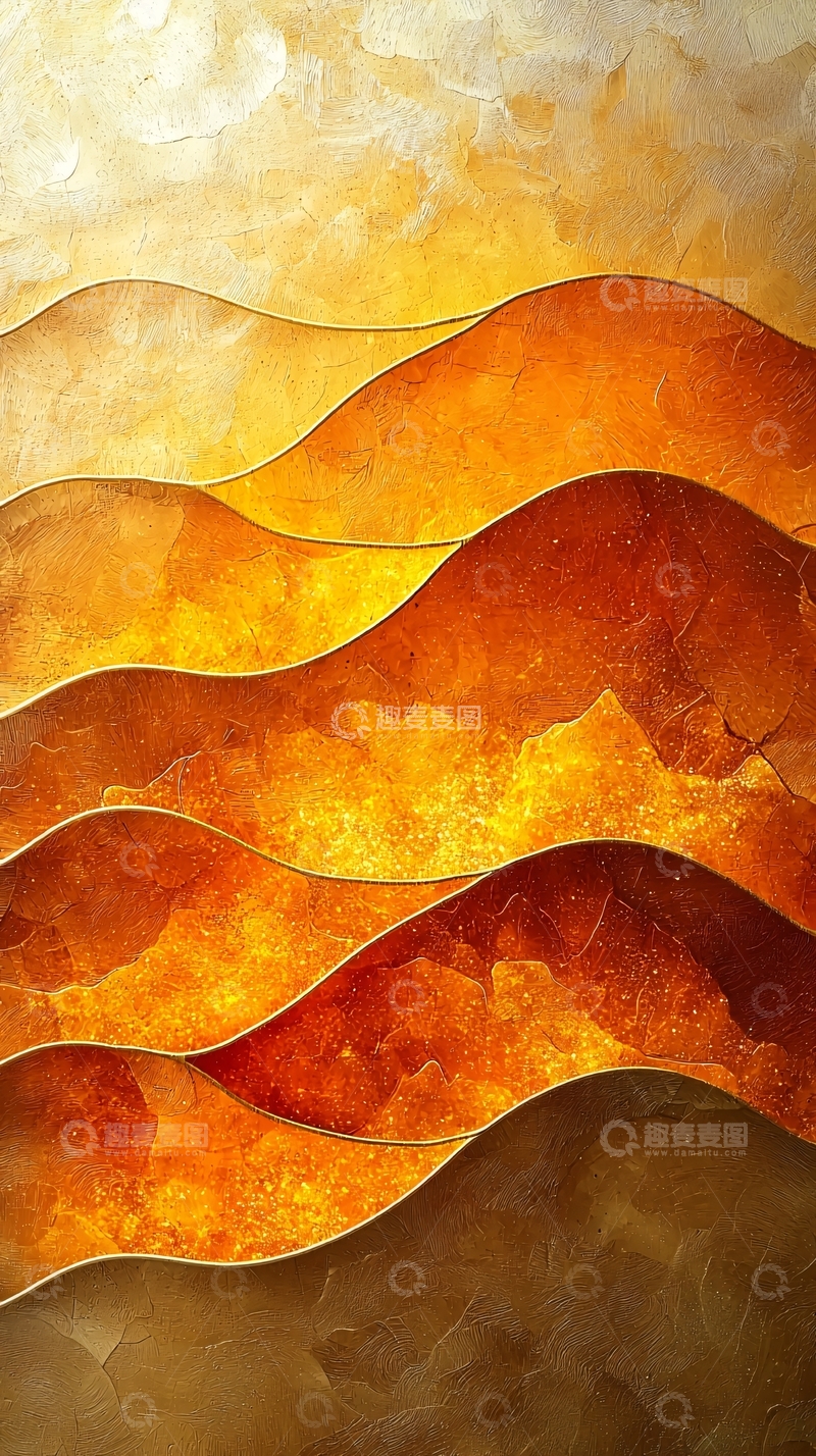 高清大图下载【趣麦麦图】金色山脉水彩画