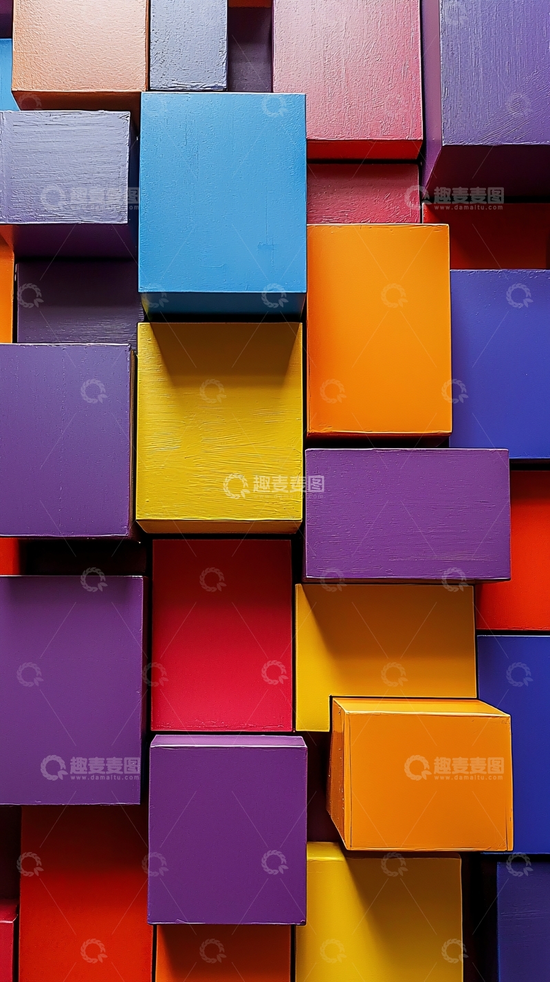 高清大图下载【趣麦麦图】彩色方块堆叠