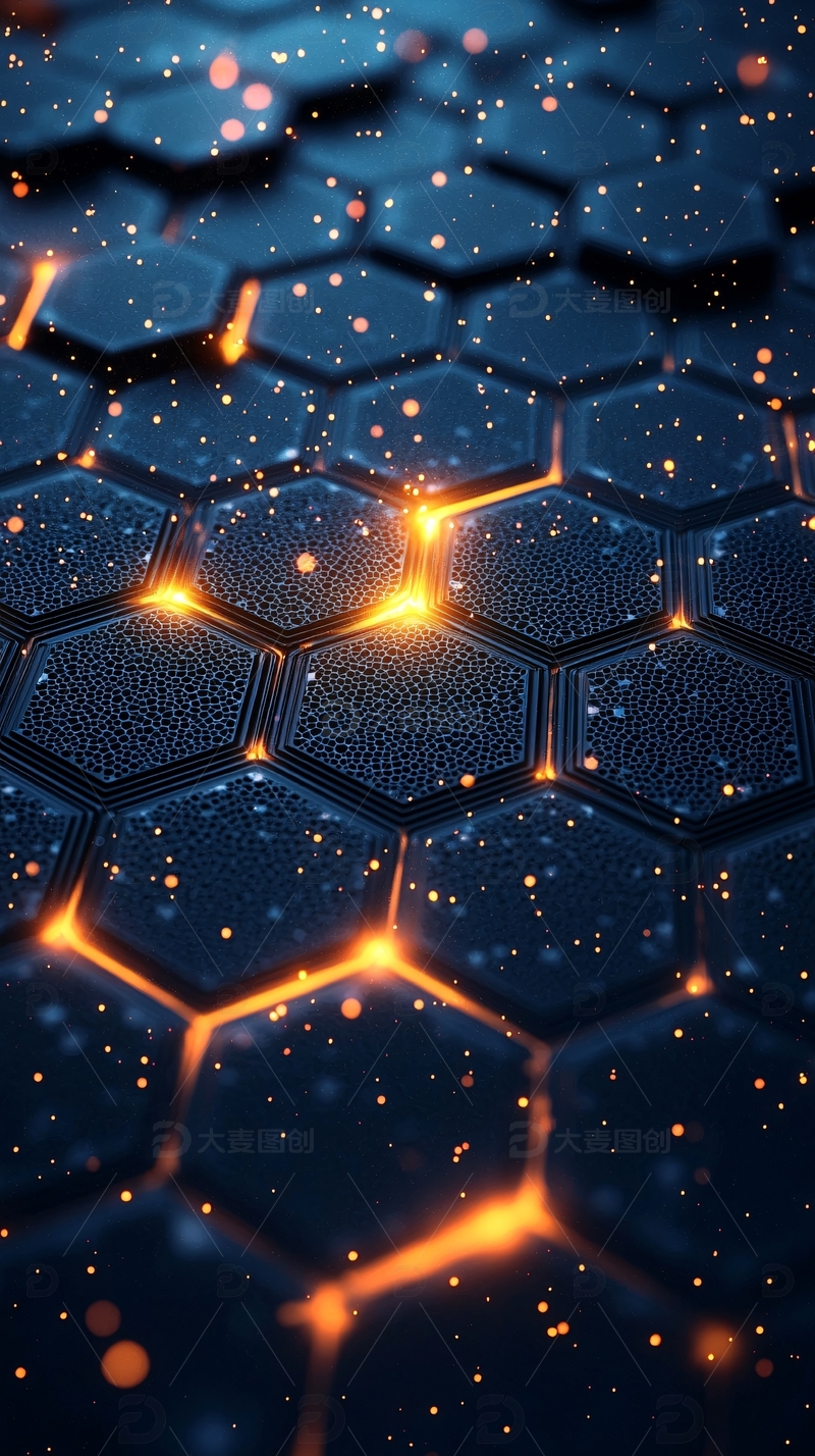 科技感六边形发光背景