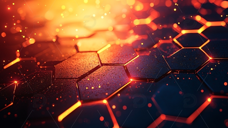 发光六边形科技背景