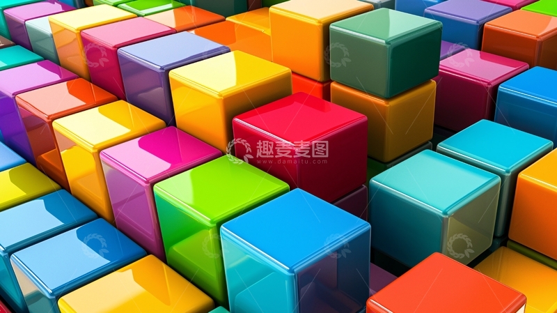 高清大图下载【趣麦麦图】-彩色积木块堆叠
