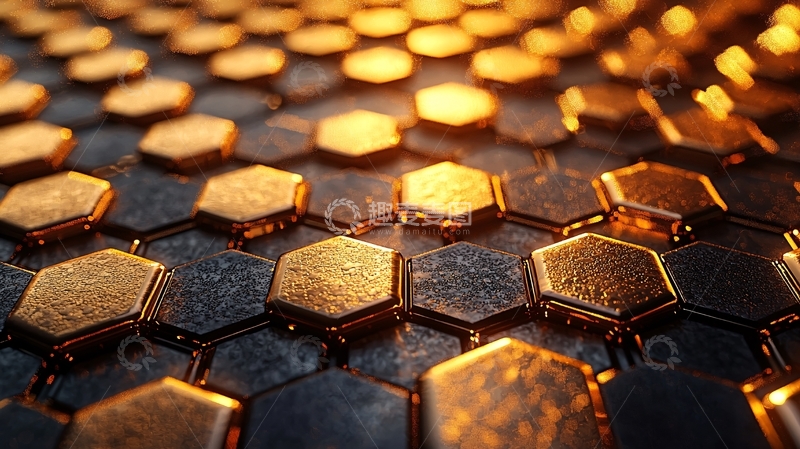 高清大图下载【趣麦麦图】黄金六边形网格