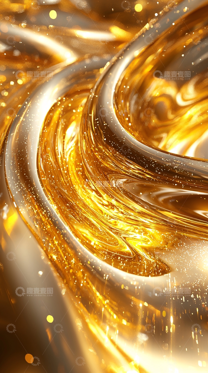 高清大图下载【趣麦麦图】金色流动液体