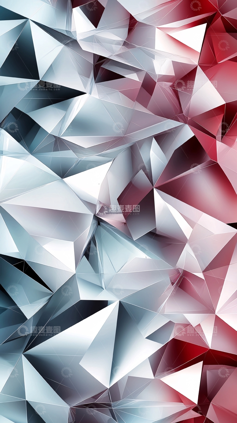 高清大图下载【趣麦麦图】红蓝金属质感几何图形