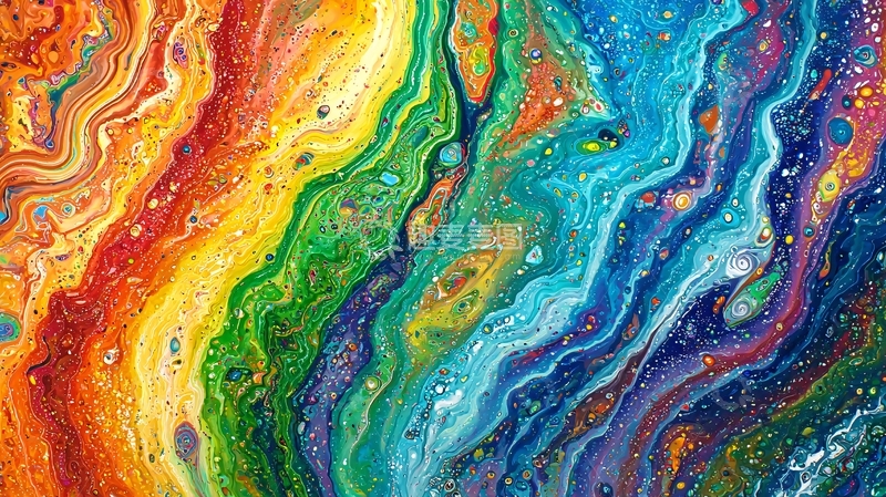 高清大图下载【趣麦麦图】流体画彩虹色调