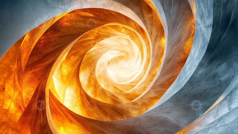 高清大图下载【趣麦麦图】金色与蓝色螺旋交织
