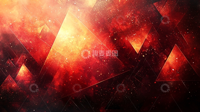 高清大图下载【趣麦麦图】红色星云三角形背景