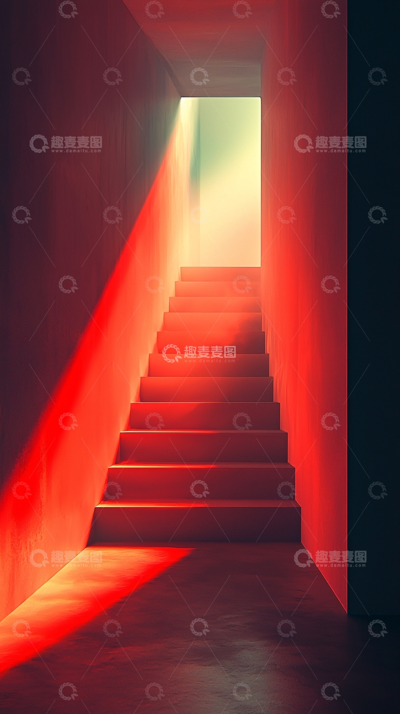 高清大图下载【趣麦麦图】红色楼梯