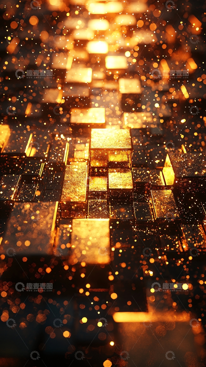 高清大图下载【趣麦麦图】金色方块闪烁光芒