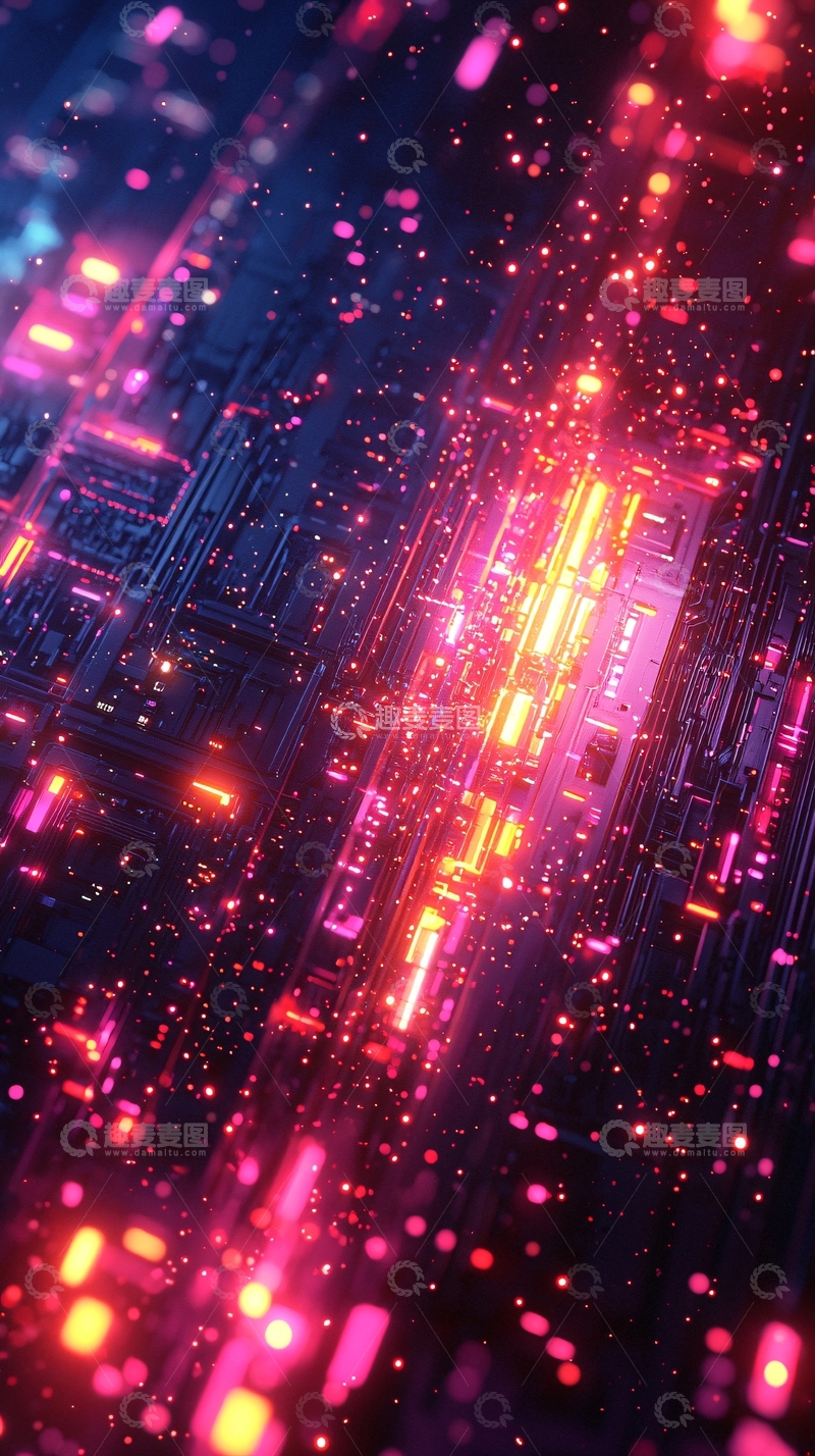 高清大图下载【趣麦麦图】炫彩电路板抽象艺术