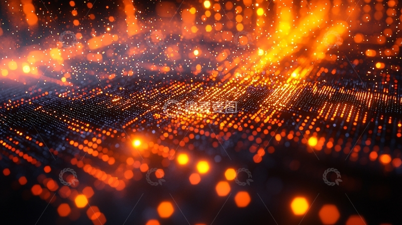 高清大图下载【趣麦麦图】未来科技感的橙色光点矩阵