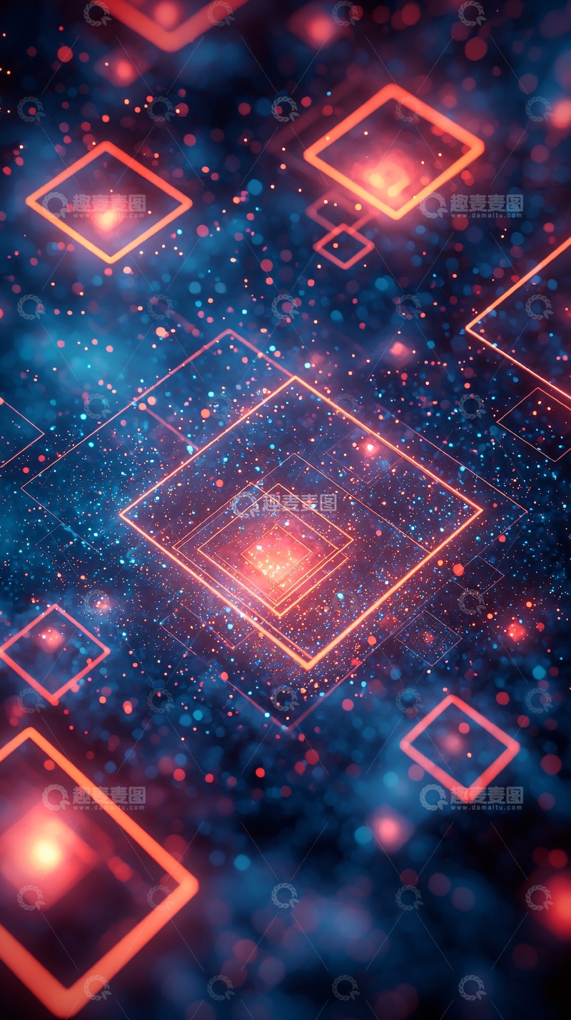 高清大图下载【趣麦麦图】科技感发光几何图形