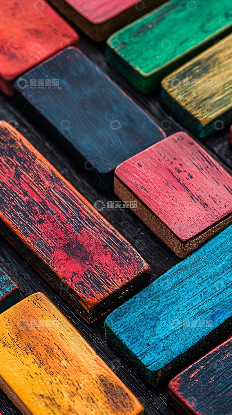 高清大图下载【趣麦麦图】彩色木块拼接