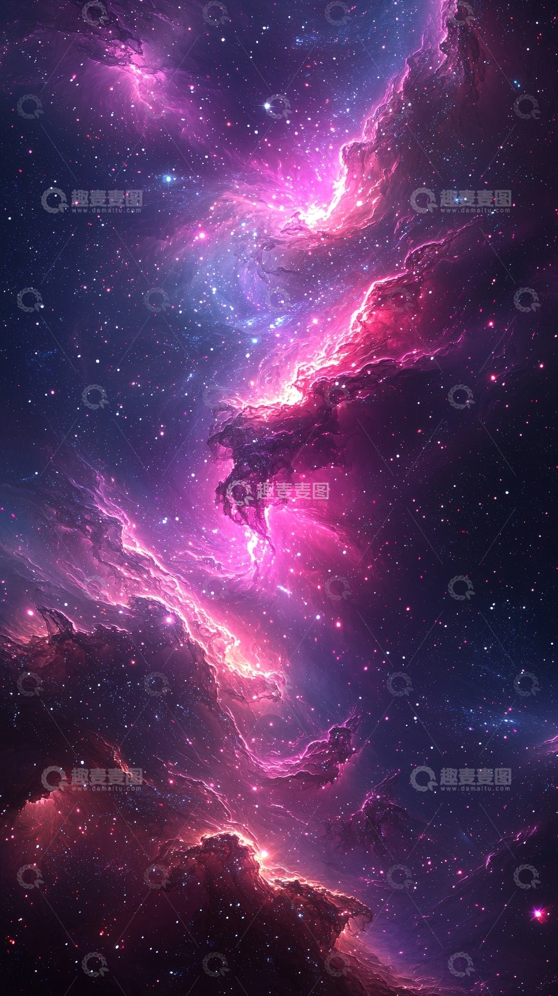 高清大图下载【趣麦麦图】紫色星云弥漫宇宙