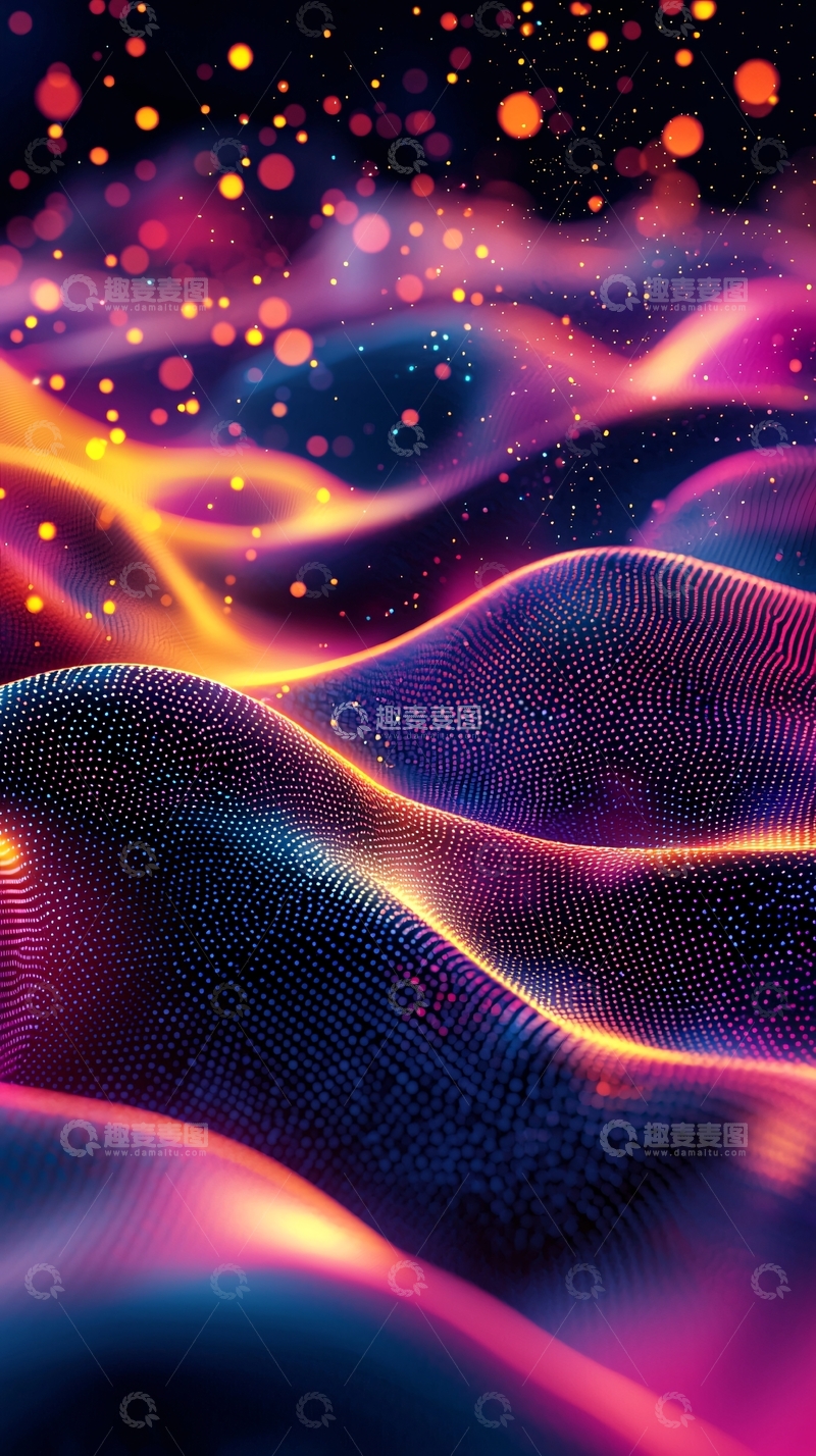 高清大图下载【趣麦麦图】梦幻霓虹流光波浪
