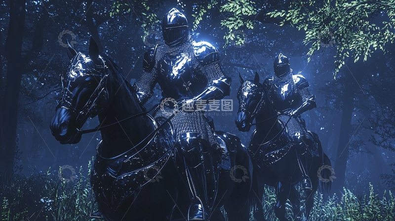 高清大图下载【趣麦麦图】骑马的盔甲骑士