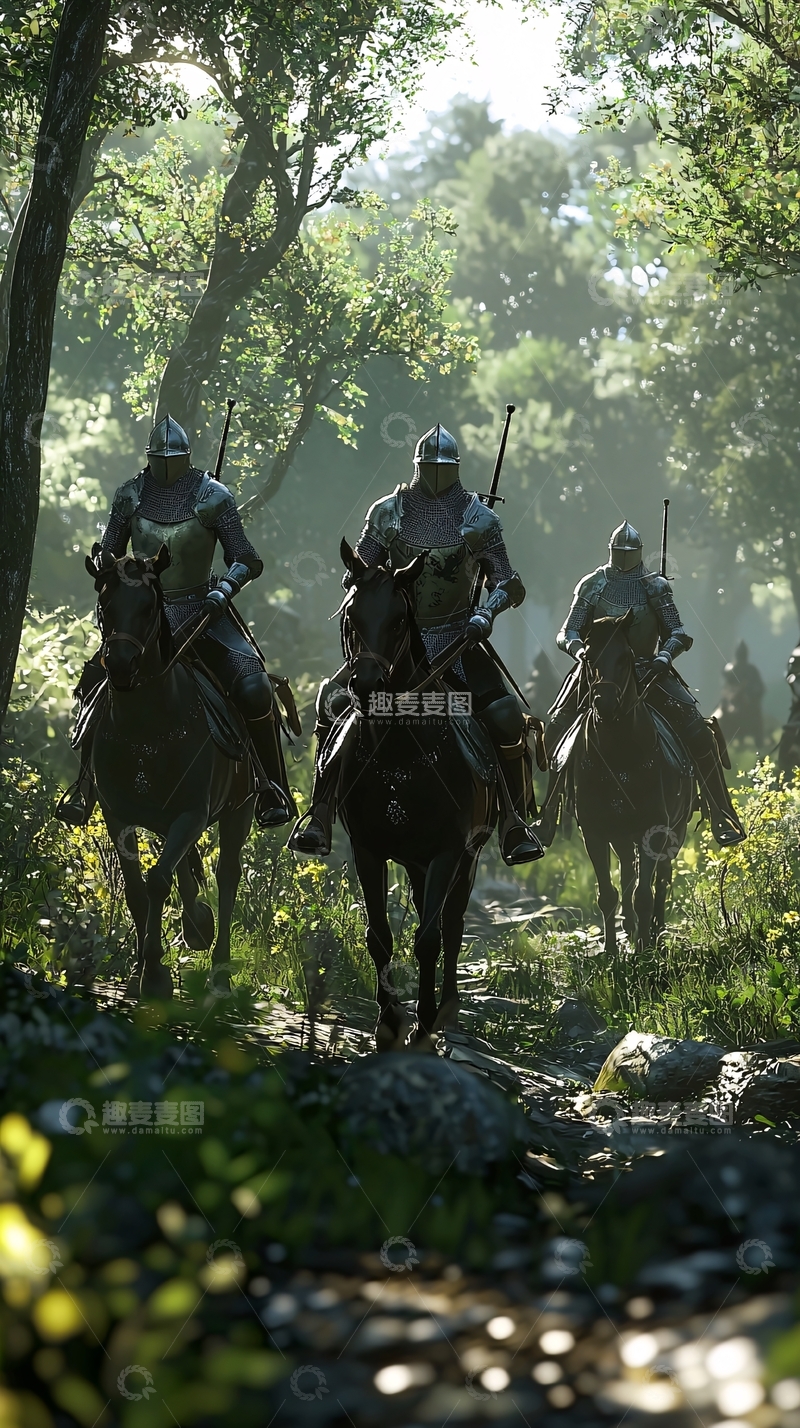 高清大图下载【趣麦麦图】骑兵森林深处疾驰