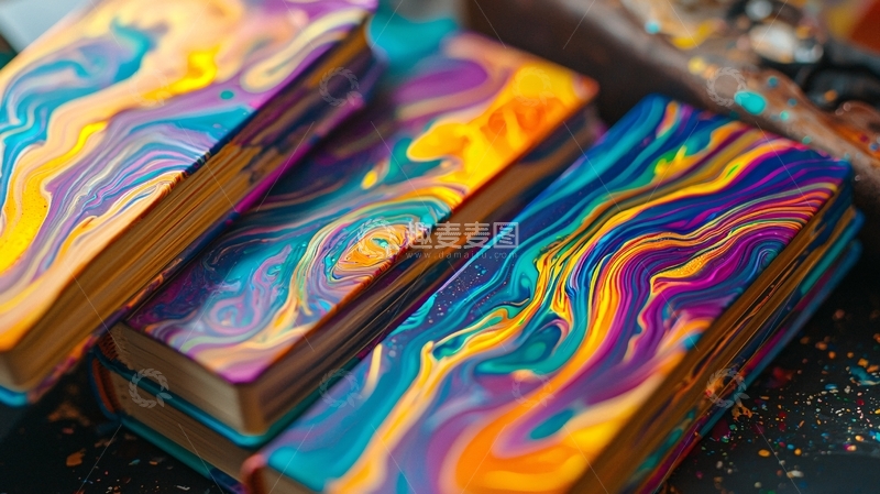 高清大图下载【趣麦麦图】彩色流体书籍