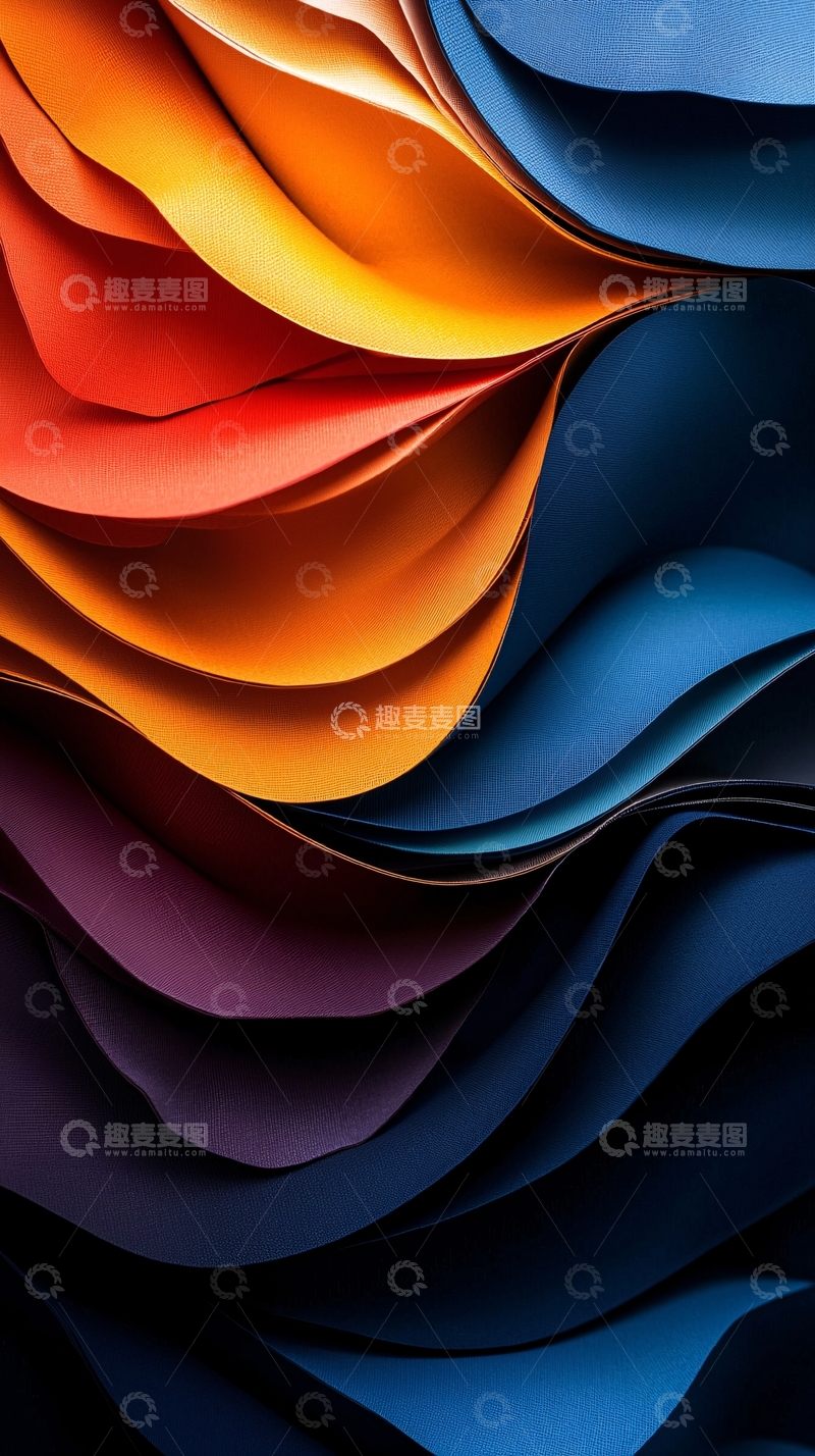高清大图下载【趣麦麦图】抽象彩色纸张波浪