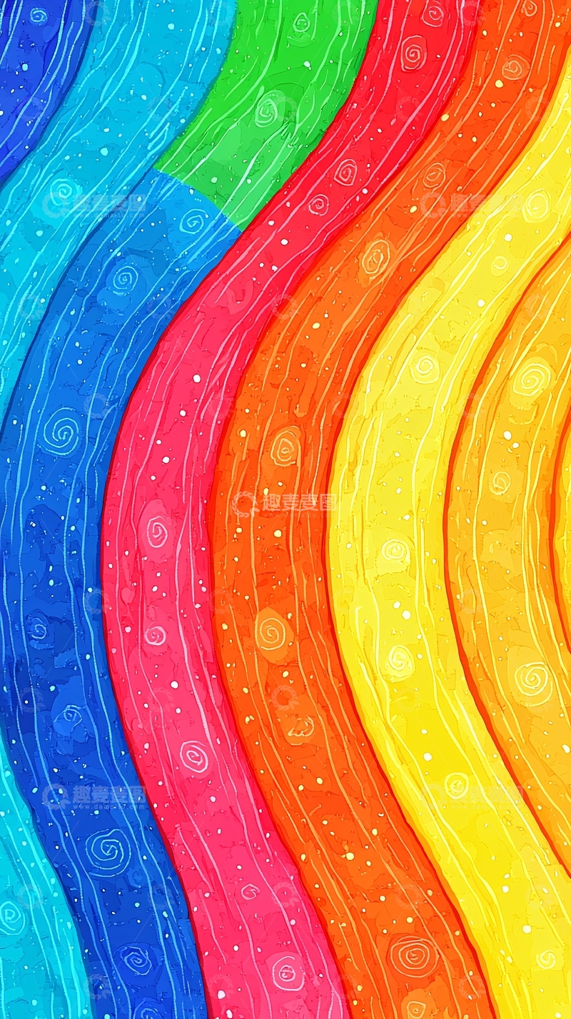 高清大图下载【趣麦麦图】彩色波浪纹理