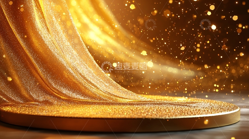 高清大图下载【趣麦麦图】金色丝绸背景闪耀舞台