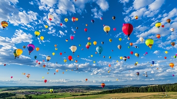 蓝天白云热气球