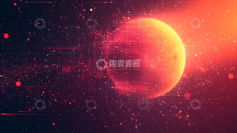 高清大图下载【趣麦麦图】科技感光晕围绕的星球