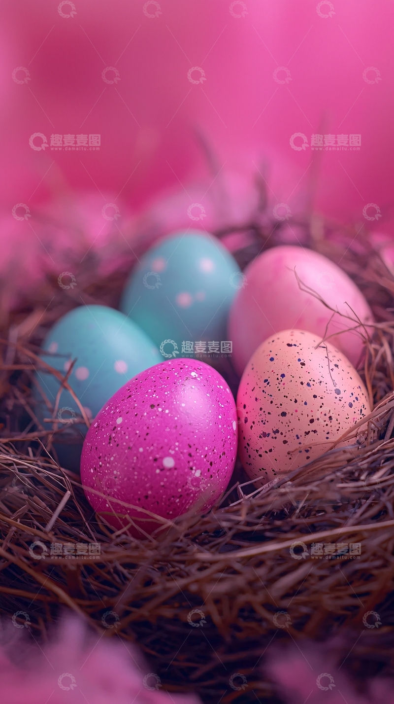 高清大图下载【趣麦麦图】粉色系彩蛋鸟巢