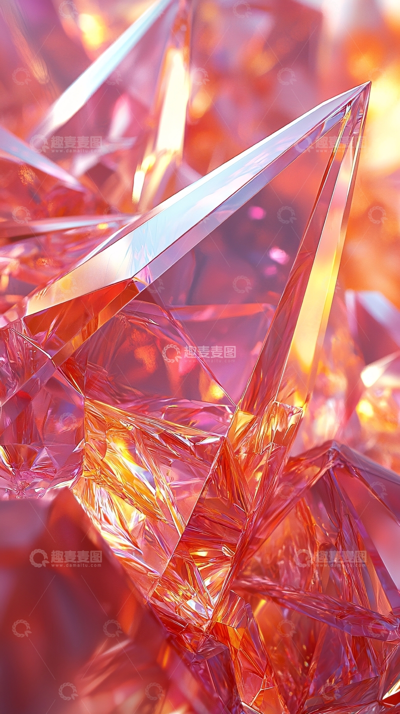 高清大图下载【趣麦麦图】粉色透明晶体结构特写