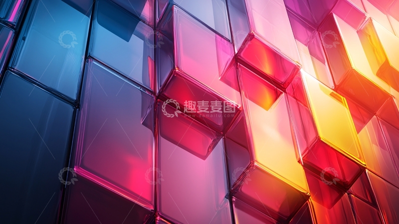 高清大图下载【趣麦麦图】多彩立方体组成的抽象背景