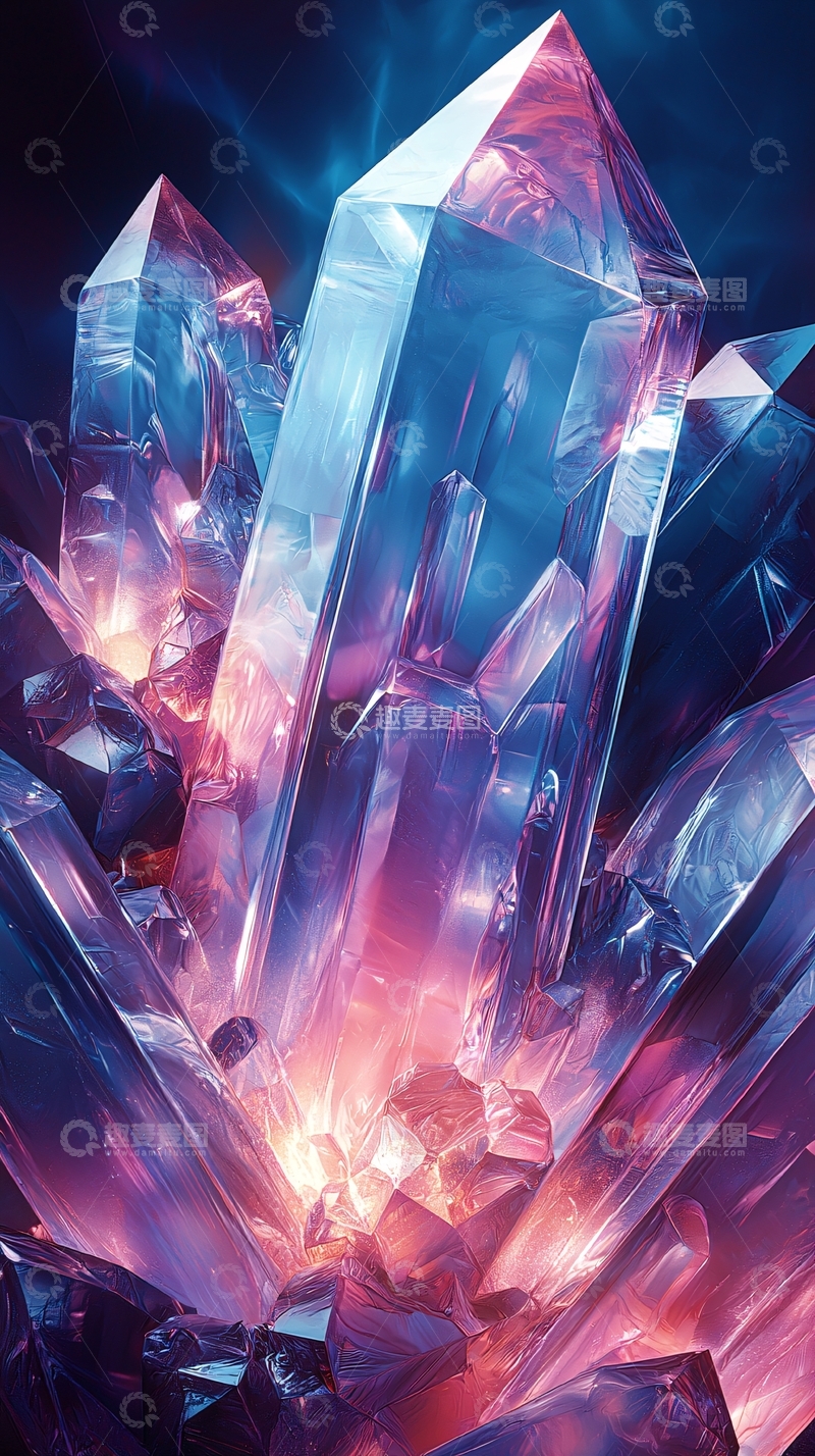 高清大图下载【趣麦麦图】紫蓝色水晶簇