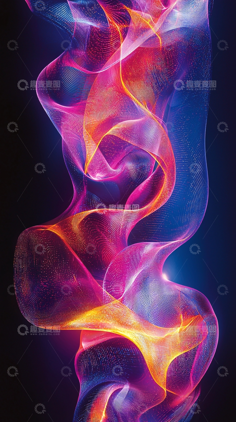 高清大图下载【趣麦麦图】彩色光线形成的抽象曲线
