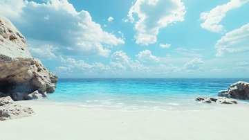 阳光沙滩海边岩石