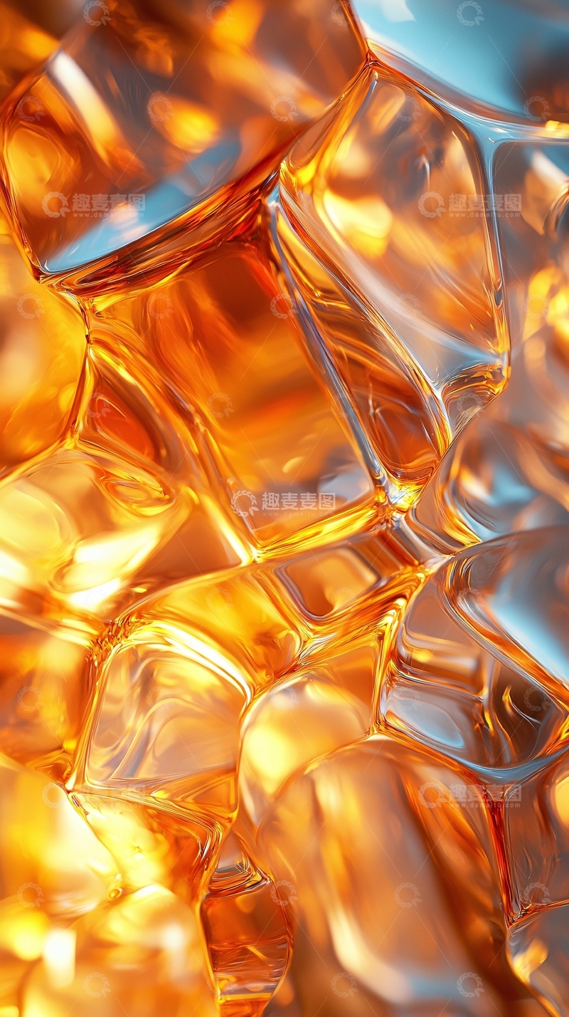 高清大图下载【趣麦麦图】琥珀色冰块特写