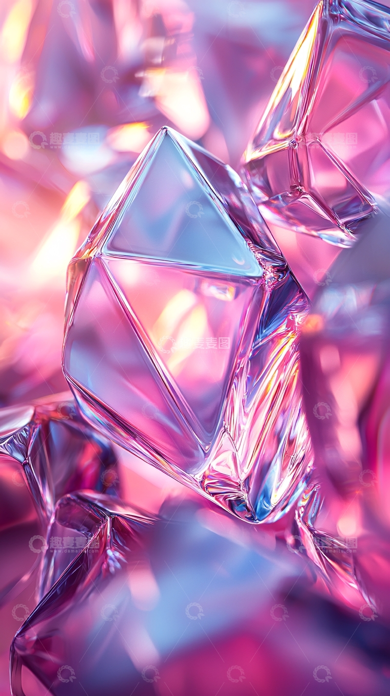 高清大图下载【趣麦麦图】晶莹剔透的粉色冰块
