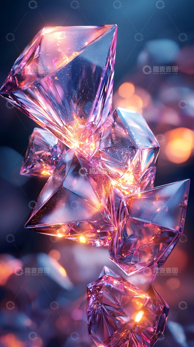 高清大图下载【趣麦麦图】粉色晶体堆叠