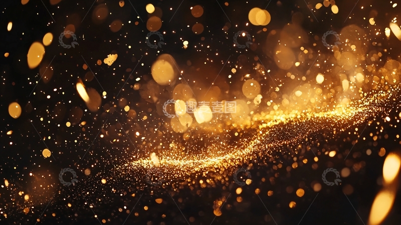 高清大图下载【趣麦麦图】黑色背景金色粒子