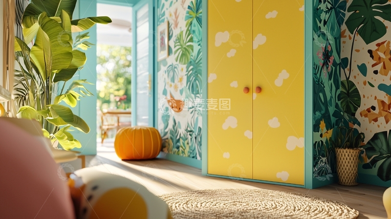 高清大图下载【趣麦麦图】热带植物主题儿童房