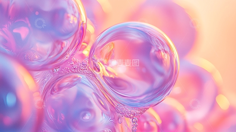高清大图下载【趣麦麦图】彩色透明水珠气泡
