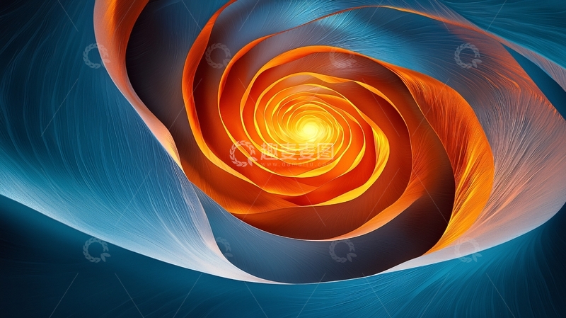 高清大图下载【趣麦麦图】螺旋状橙色光芒
