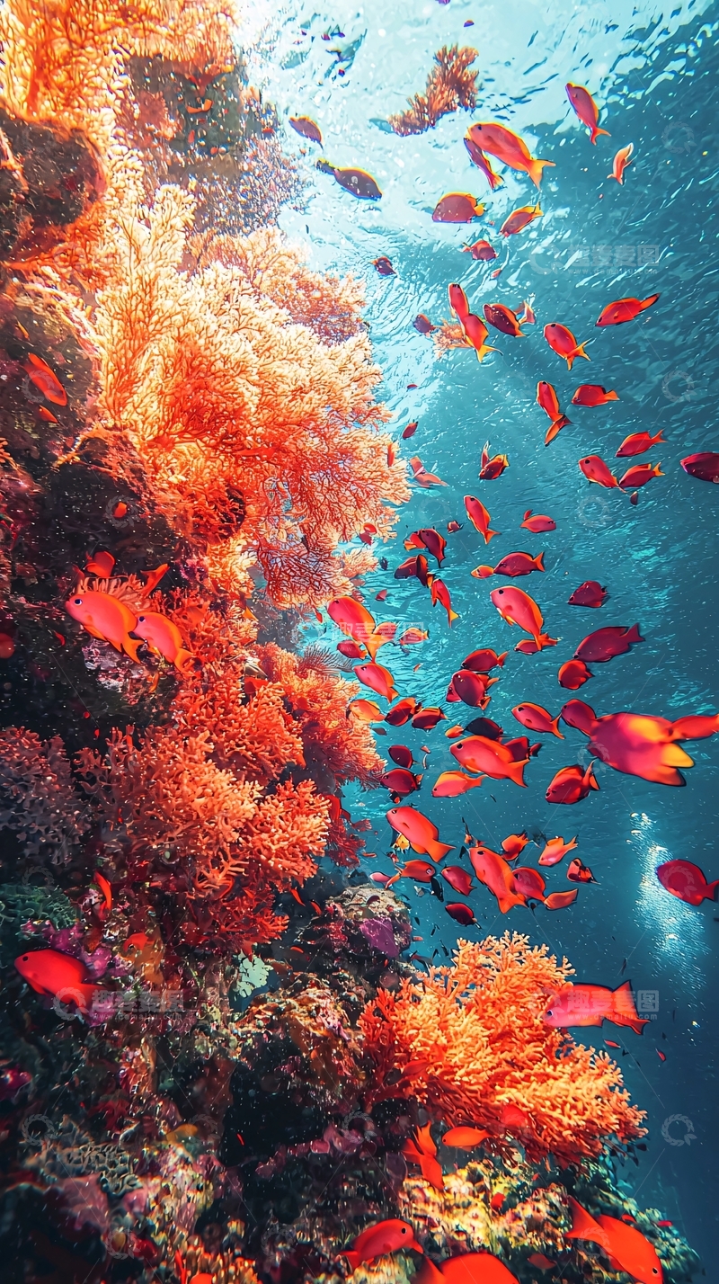 高清大图下载【趣麦麦图】珊瑚礁鱼群