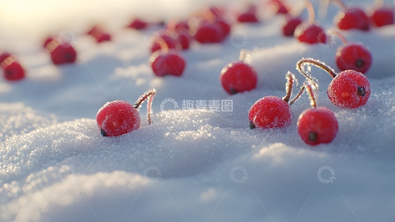 高清大图下载【趣麦麦图】红果雪地