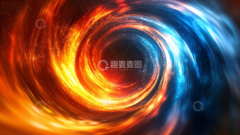 高清大图下载【趣麦麦图】红蓝火焰漩涡背景