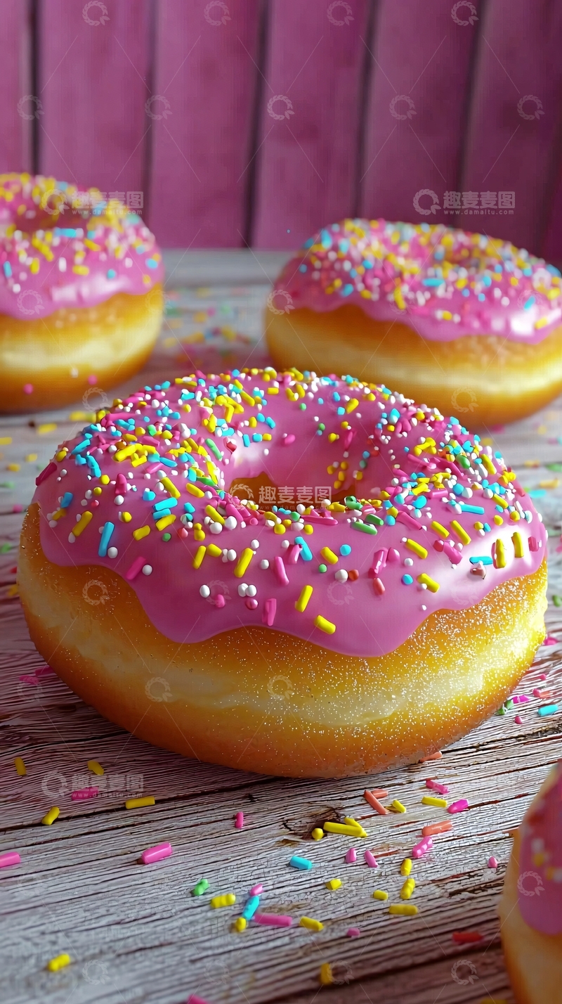 高清大图下载【趣麦麦图】粉色糖霜甜甜圈