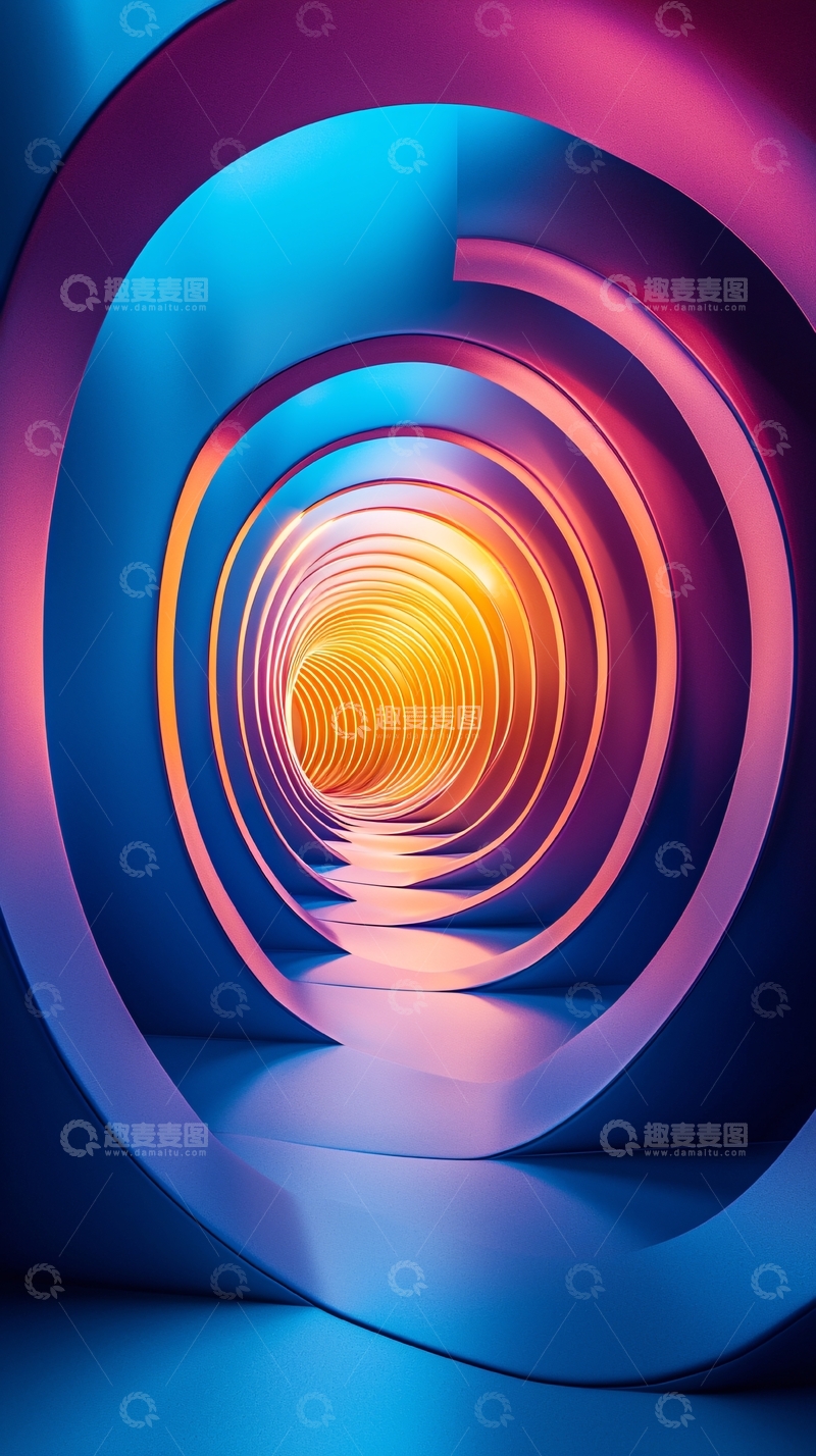 高清大图下载【趣麦麦图】抽象漩涡隧道