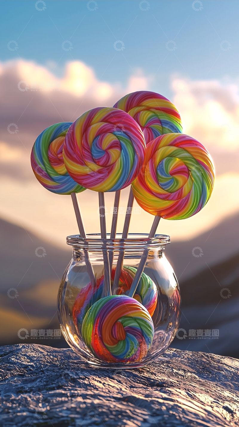 高清大图下载【趣麦麦图】彩虹棒棒糖
