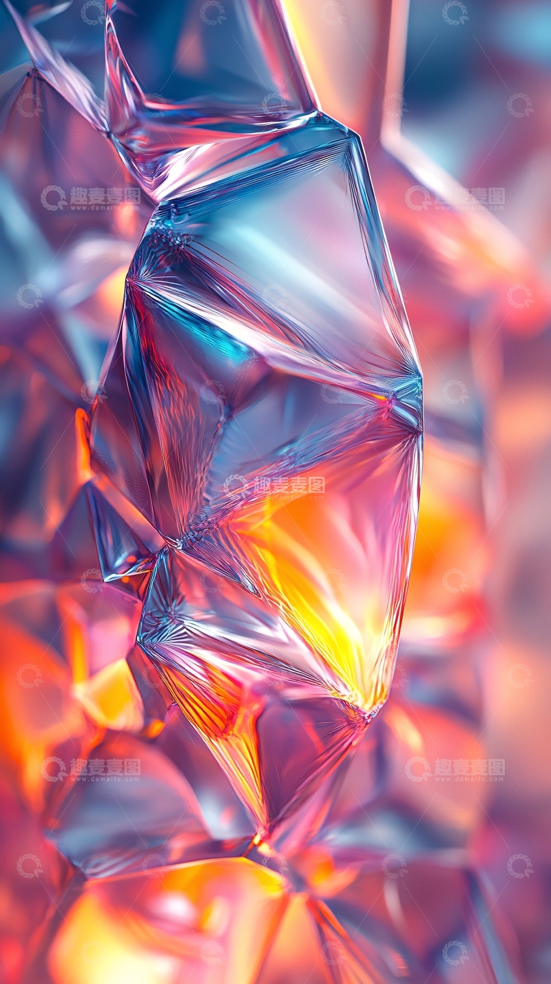 高清大图下载【趣麦麦图】多色水晶几何抽象背景